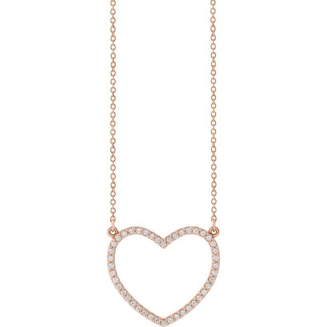 14K Rose 1/4 CTW Natural Diamond Heart 16' Necklace