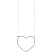 14K White 3/8 CTW Natural Diamond Large Heart 16' Necklace