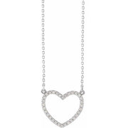 14K White 1/5 CTW Natural Diamond Small Heart 16' Necklace