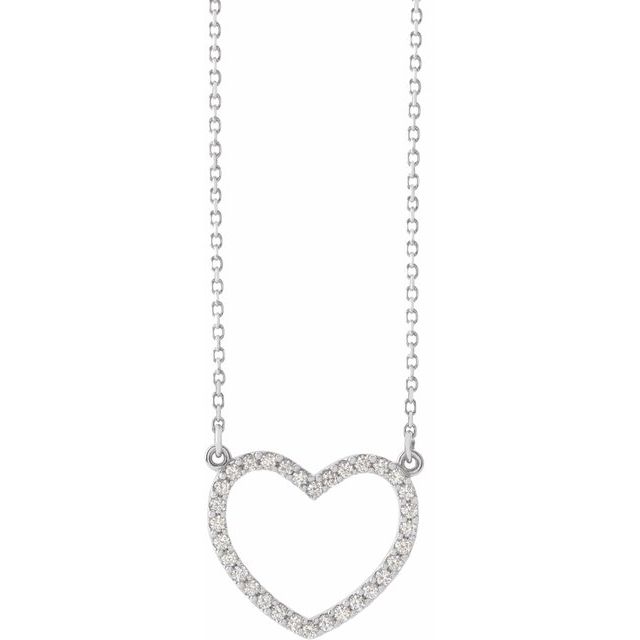 14K White 1/5 CTW Natural Diamond Small Heart 16' Necklace