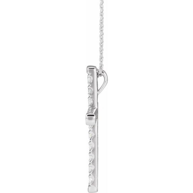 14K White 3/4 CTW Lab-Grown Diamond French-Set Cross 16-18' Necklace