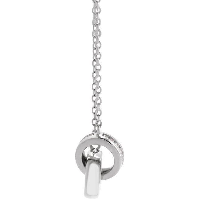 14K White .08 CTW Natural Diamond Interlocking Circle 18' Necklace