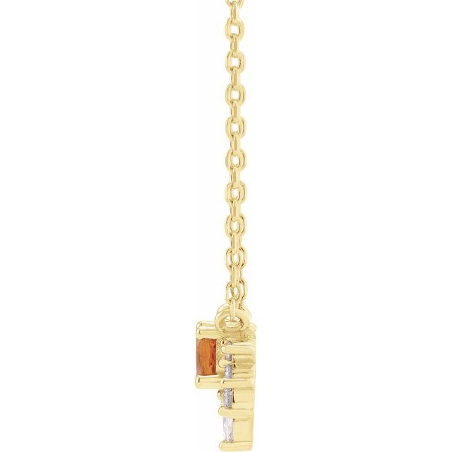 14K Yellow Natural Citrine & .08 CTW Natural Diamond 18' Necklace