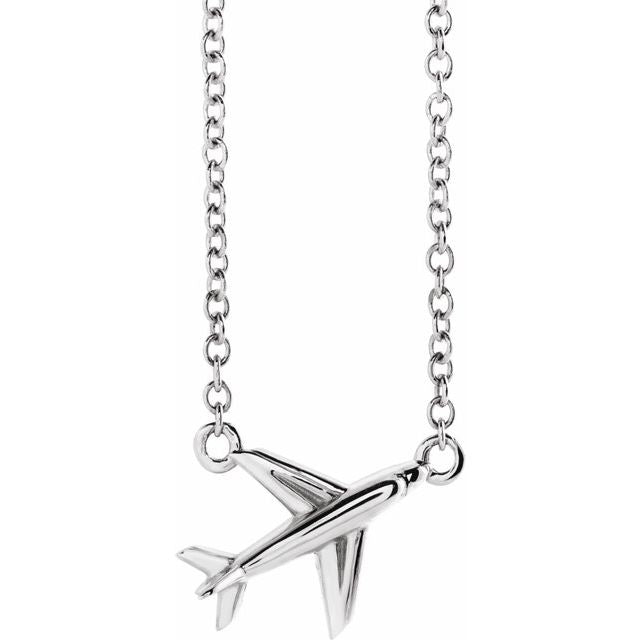 Sterling Silver Airplane 16-18' Necklace
