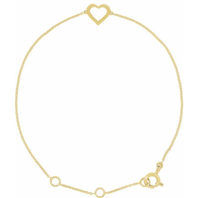 14K Yellow Heart 7' Bracelet