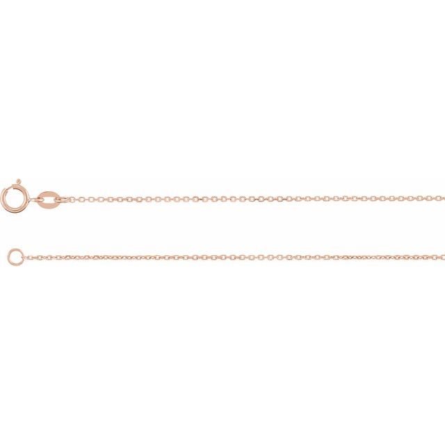 14K Rose 1 mm Diamond-Cut Cable 7' Chain