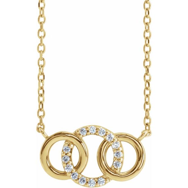 14K Yellow .05 CTW Natural Diamond Interlocking Circle 18' Necklace