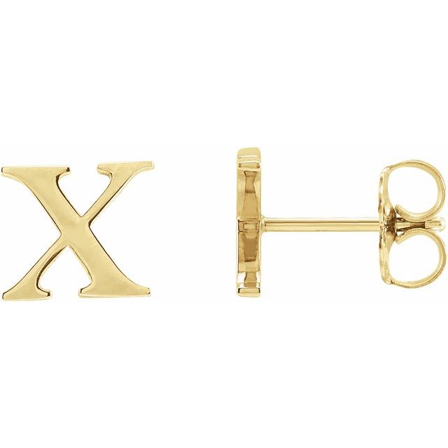 14K Yellow Single Roman Numeral X Earring