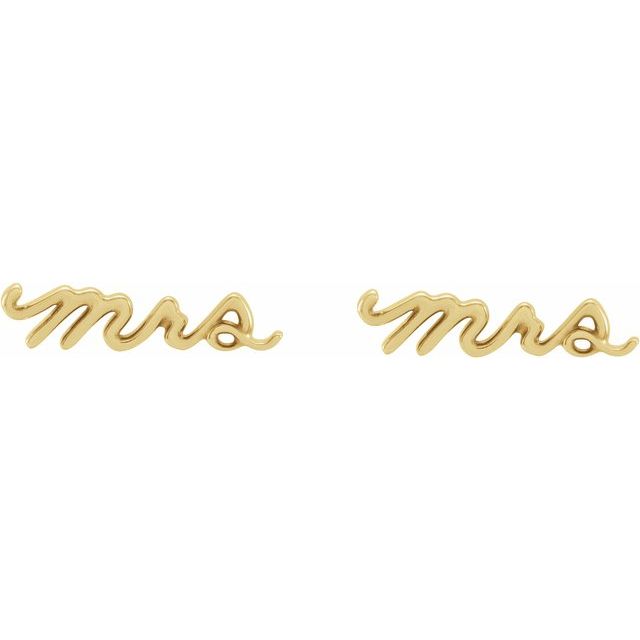 14K Yellow Mrs Earrings