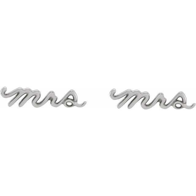 14K White Mrs Earrings