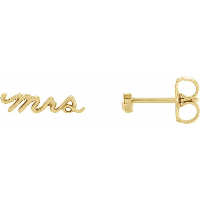 14K Yellow Mrs Earrings