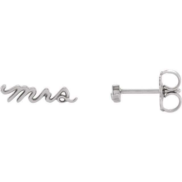 14K White Mrs Earrings