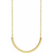 14K Yellow 22.2x9.3 mm Curved Bar 18' Necklace