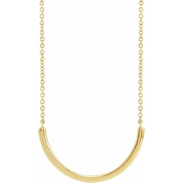 14K Yellow 22.2x9.3 mm Curved Bar 18' Necklace