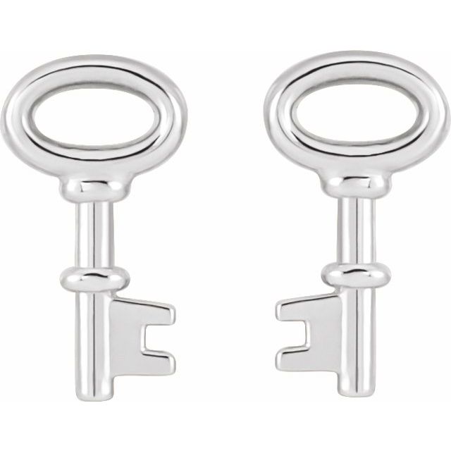 Sterling Silver Petite Key Earrings