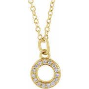 14K Yellow .05 CTW Natural Diamond Petite Initial O 16-18' Necklace