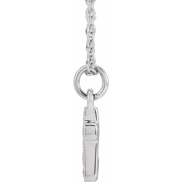 14K White .04 CTW Natural Diamond Youth Cross 15' Necklace