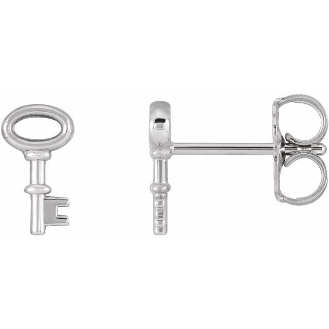 Sterling Silver Petite Key Earrings
