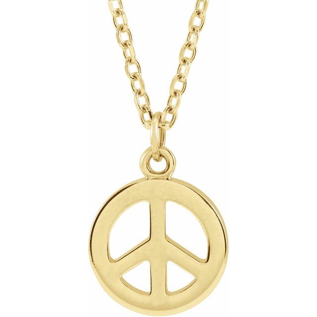 14K Yellow Peace Symbol 16-18' Necklace
