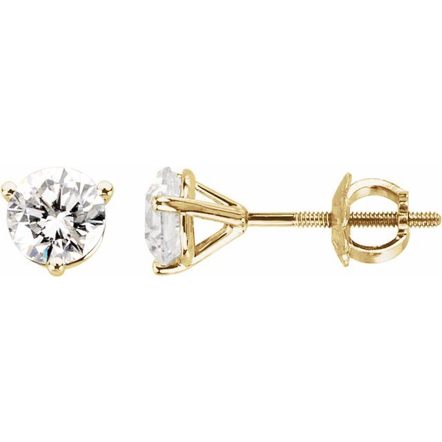 14k Yellow 1 1/2 Ctw Natural Diamond Earrings