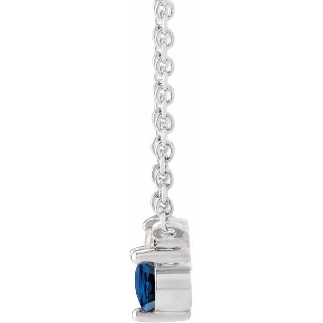 Sterling Silver Natural Blue Sapphire & .015 CT Natural Diamond 18' Necklace