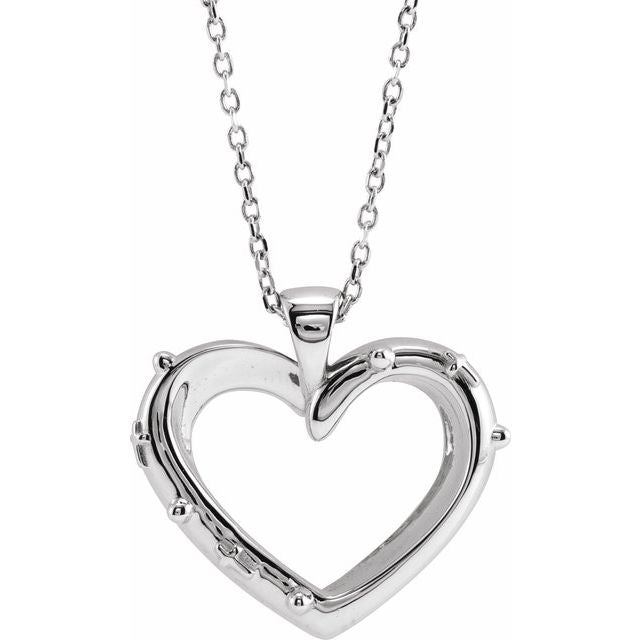 Sterling Silver Rosary Heart 16-18' Necklace