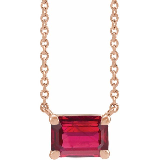 14k Rose Lab-grown Ruby 18' Necklace