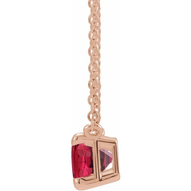 14k Rose Lab-grown Ruby 18' Necklace