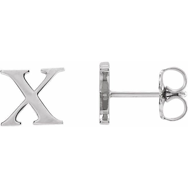 14K White Single Roman Numeral X Earring