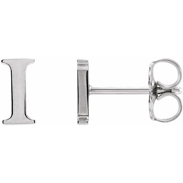 14K White Single Roman Numeral I Earring