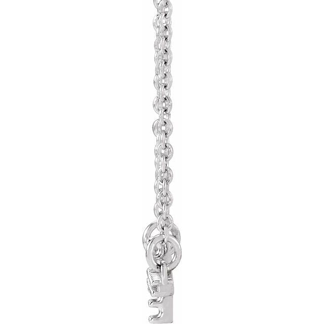 14K White 1/10 CTW  Lab-Grown Diamond Sideways Cross 16-18' Necklace
