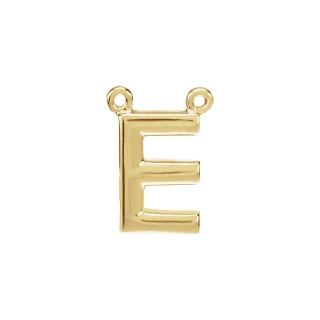 14K Yellow Block Initial E Necklace Center