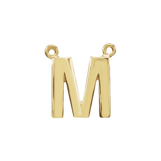 14K Yellow Block Initial M Necklace Center