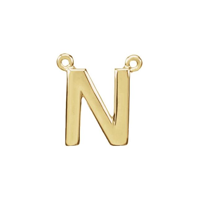 14K Yellow Block Initial N Necklace Center