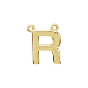 14K Yellow Block Initial R Necklace Center