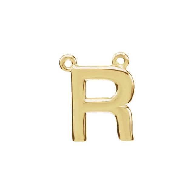 14K Yellow Block Initial R Necklace Center