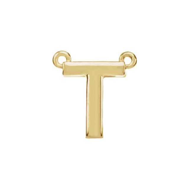 14K Yellow Block Initial T Necklace Center