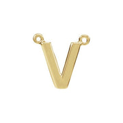 14K Yellow Block Initial V Necklace Center