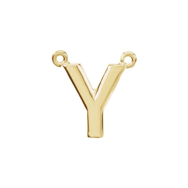 14K Yellow Block Initial Y Necklace Center