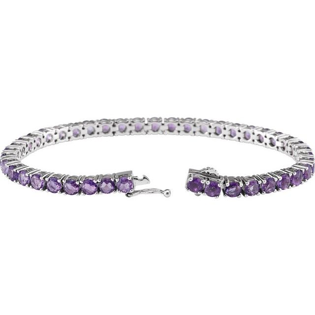 14K White Natural Amethyst 7 1/4' Line Bracelet