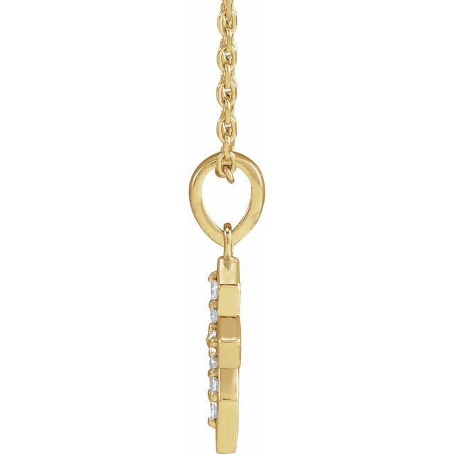 14K Yellow .05 CTW Natural Diamond Petite Cross 16-18' Necklace