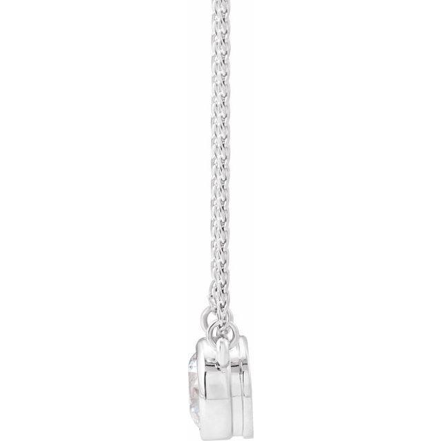 14K White 6.5 mm Round Cubic Zirconia Bezel-Set Solitaire 18' Necklace