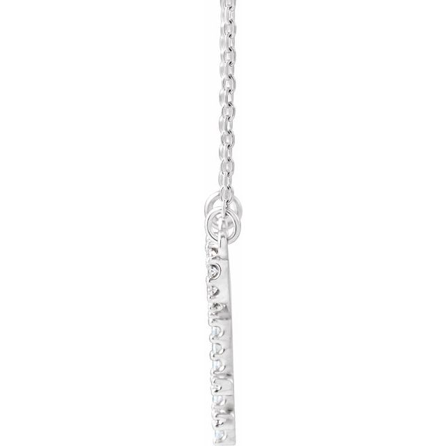 14K White .08 CTW Natural Diamond Heart Key 16 1/2' Necklace