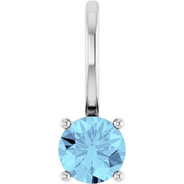 Sterling Silver Imitation Aquamarine Solitaire Charm/Pendant