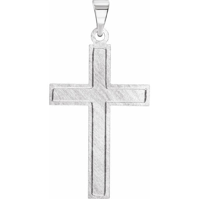 14K White 23.5x14 mm Cross Pendant