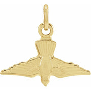 14K Yellow 18x13 mm White Dove Pendant