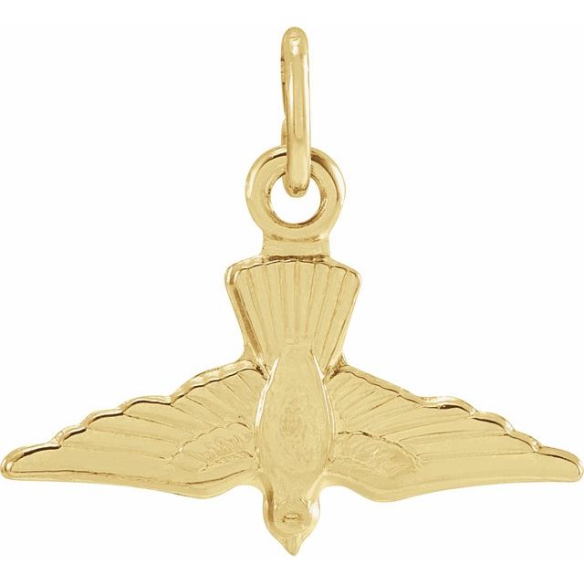 14K Yellow 18x13 mm White Dove Pendant