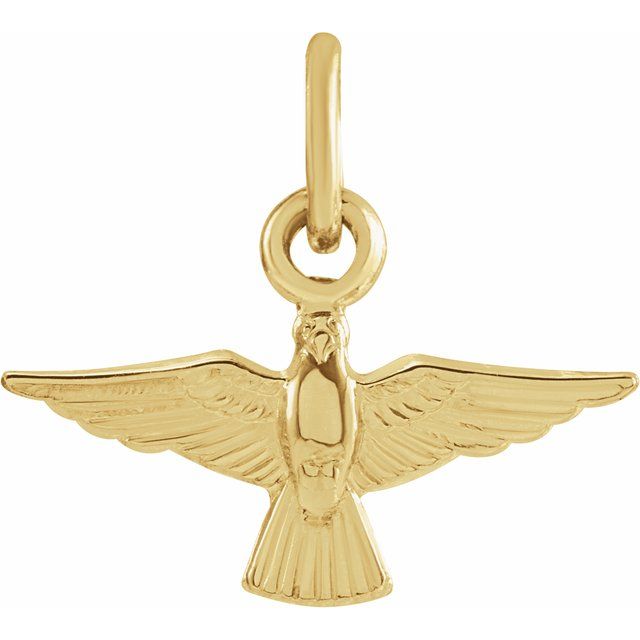 14K Yellow 11x8 mm Dove Pendant