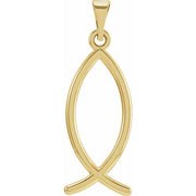 14K Yellow 24x9 mm Ichthus (Fish) Pendant