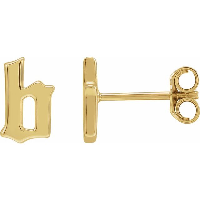 14K Yellow Single Gothic Initial B Earring